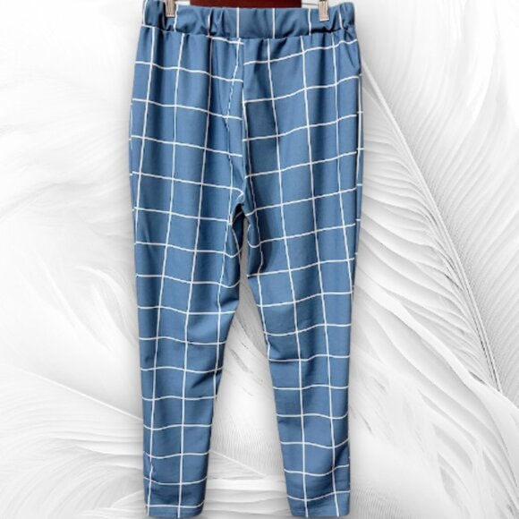 Blue Windowpane Blazer & Pants Two-Piece Set – Size L - Picture 5 of 11